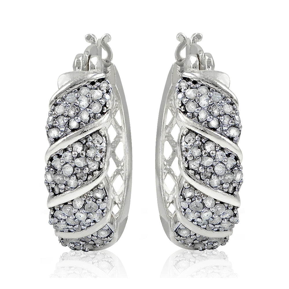 1.00ct TDW Diamond Fancy Hoop Earrings