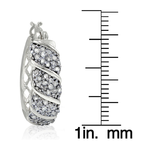 1.00ct TDW Diamond Fancy Hoop Earrings