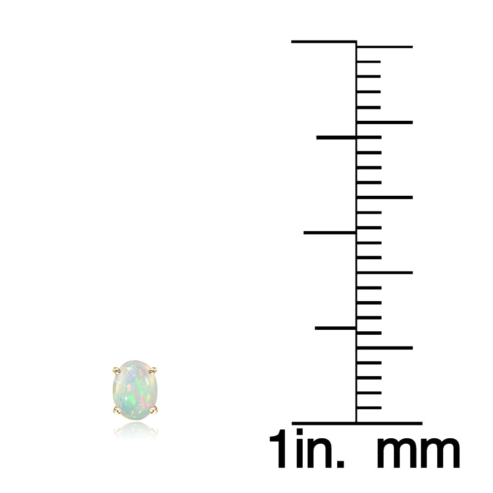 Gold Tone over Sterling Silver 0.30ct Ethiopian Opal 5x3 Oval Stud Earrings-2