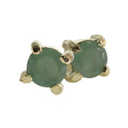 18K Gold over Sterling Silver Emerald 4mm Round Stud Earrings