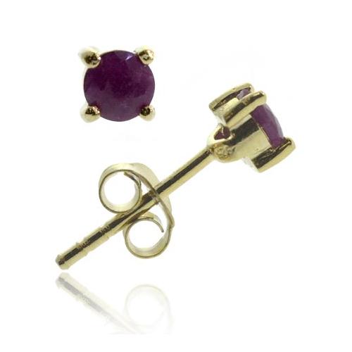 18K Gold over Sterling Silver Ruby 4mm Round Stud Earrings