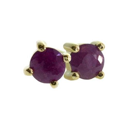 18K Gold over Sterling Silver Ruby 4mm Round Stud Earrings-2