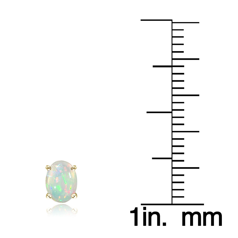 Gold Tone over Sterling Silver 1/2 ct Ethiopian Opal 6x4 Oval Stud Earrings-2