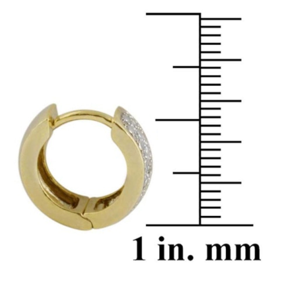 18K Gold over Sterling Silver Diamond Accent Huggies Hoop Earrings-3