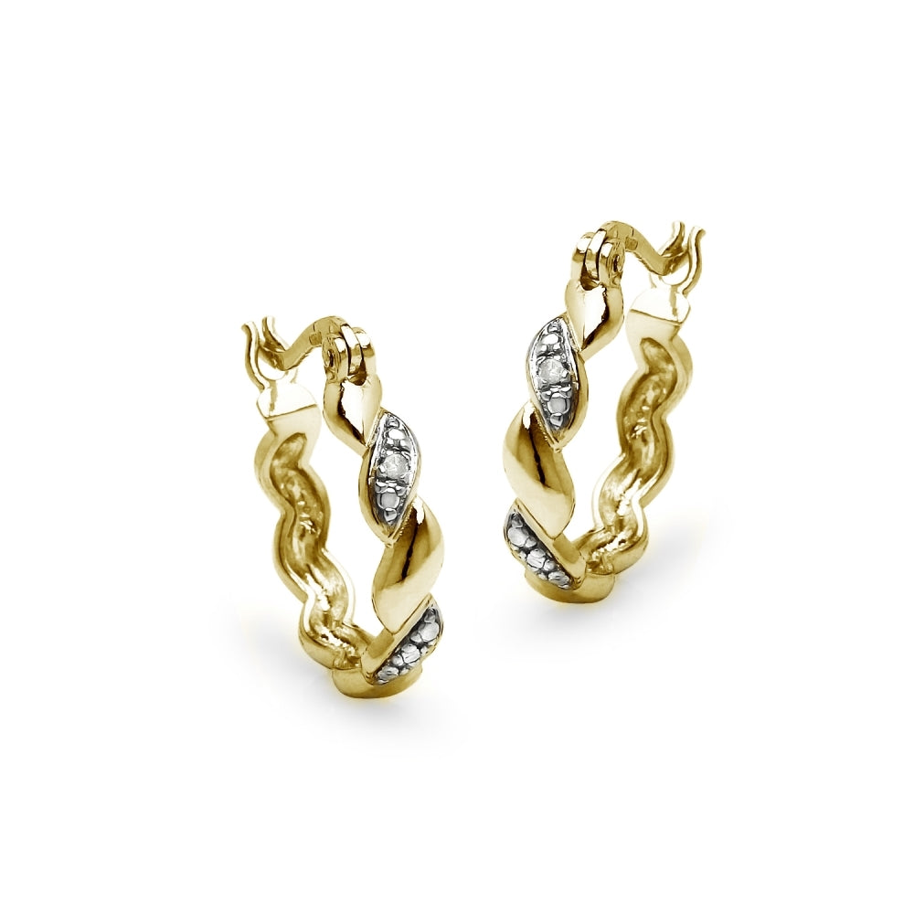 Yellow Gold Flashed Sterling Silver San Marco Diamond Accent 20mm Hoop Earrings, JK-I3