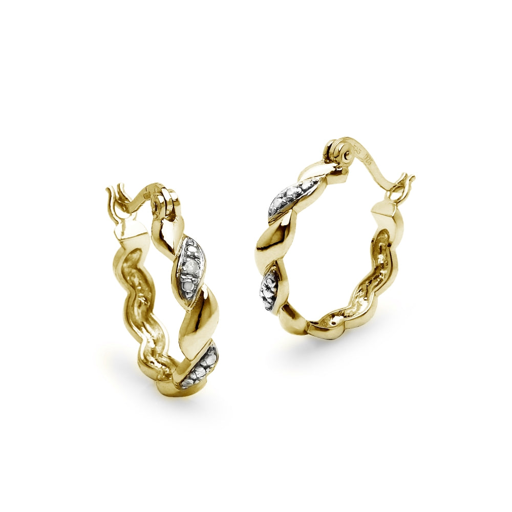 Yellow Gold Flashed Sterling Silver San Marco Diamond Accent 20mm Hoop Earrings, JK-I3-2