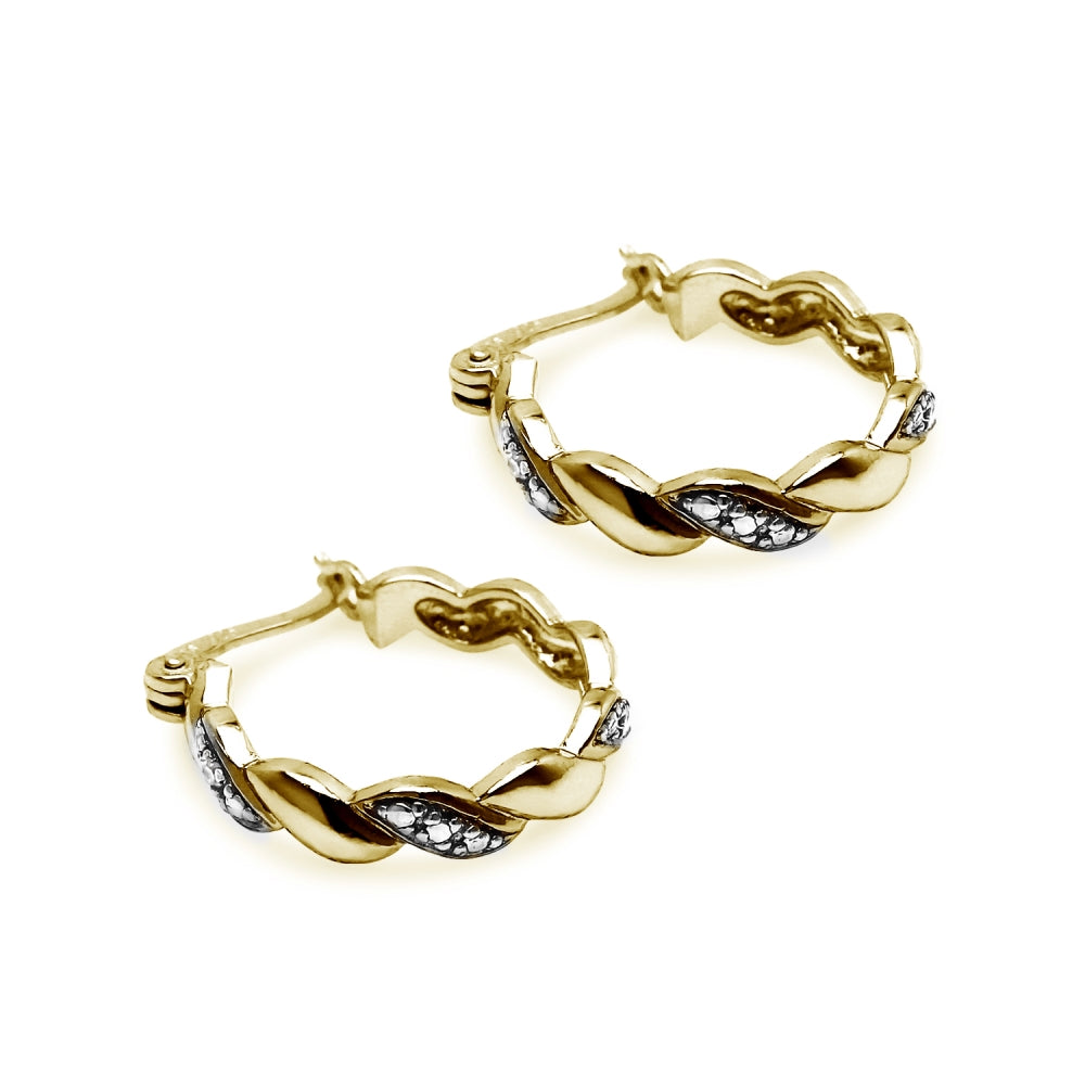 Yellow Gold Flashed Sterling Silver San Marco Diamond Accent 20mm Hoop Earrings, JK-I3-3