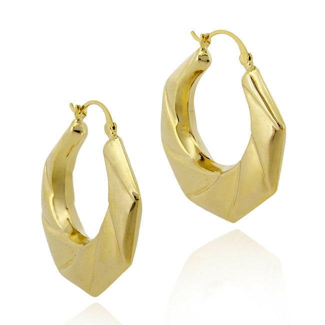 18K Gold Over Sterling Silver Twisted Hoop Earrings