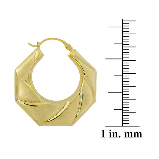 18K Gold Over Sterling Silver Twisted Hoop Earrings-2