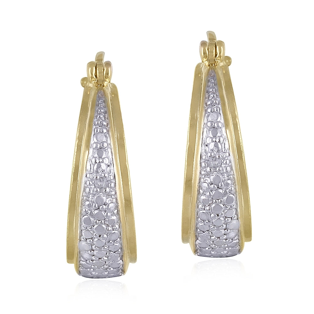 18K Gold over Sterling Silver Two-Tone Diamond Accent Hoop Earrings