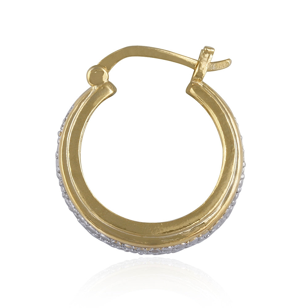 18K Gold over Sterling Silver Two-Tone Diamond Accent Hoop Earrings-2