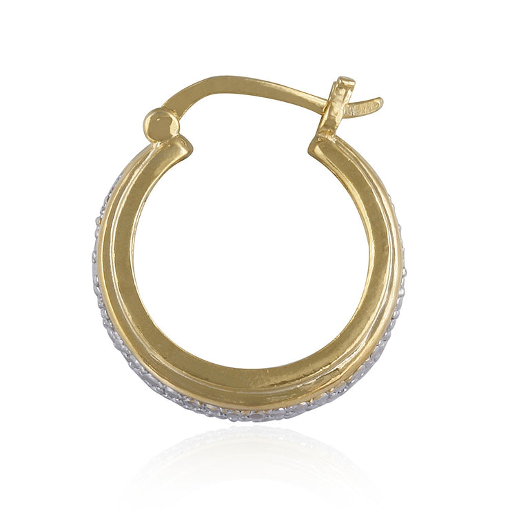 18K Gold over Sterling Silver Two-Tone Diamond Accent Hoop Earrings