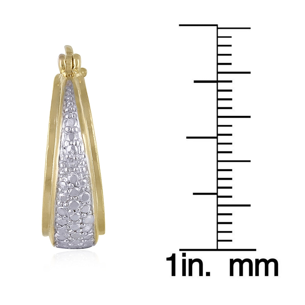 18K Gold over Sterling Silver Two-Tone Diamond Accent Hoop Earrings-3