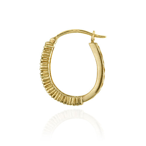 18K Gold over Sterling Silver 1/8 ct Diamond Oval Hoop Earrings-2