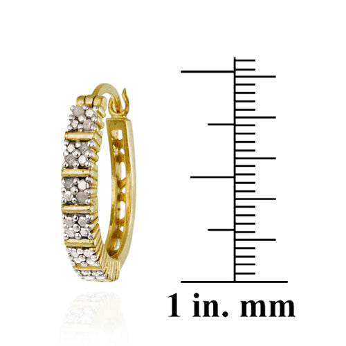 18K Gold over Sterling Silver 1/8 ct Diamond Oval Hoop Earrings-3