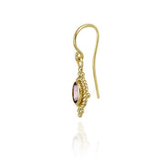 18K Gold Over Sterling Silver Amethyst & Bali Rope Design Dangle Earrings