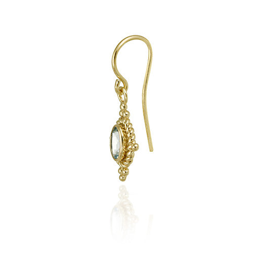 18K Gold Over Sterling Silver Blue Topaz Bali Rope Design Dangle Earrings-2