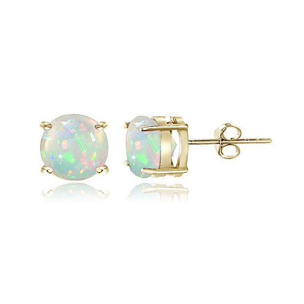 Gold Tone over Sterling Silver 1.10ct Ethiopian Opal 6mm Stud Earrings