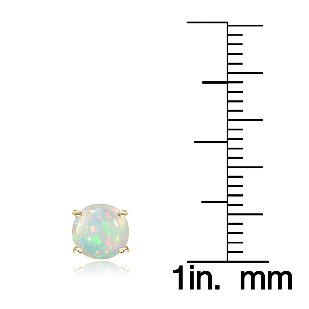Gold Tone over Sterling Silver 1.10ct Ethiopian Opal 6mm Stud Earrings-2