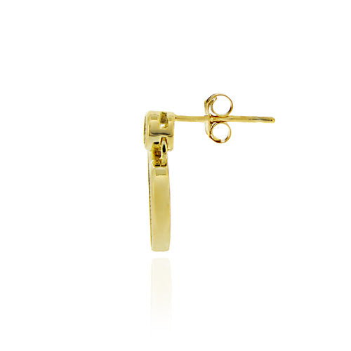 18K Gold over Sterling Silver CZ Micro Pave Heart Dangle Earrings-2