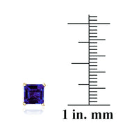 Gold Tone over Sterling Silver 1ct Created Blue Sapphire Square Stud Earrings, 5mm