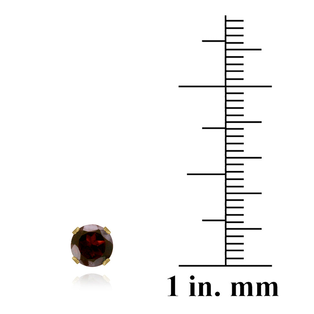 18K Gold over Sterling Silver 1.3ct Garnet Stud Earrings, 5mm-3