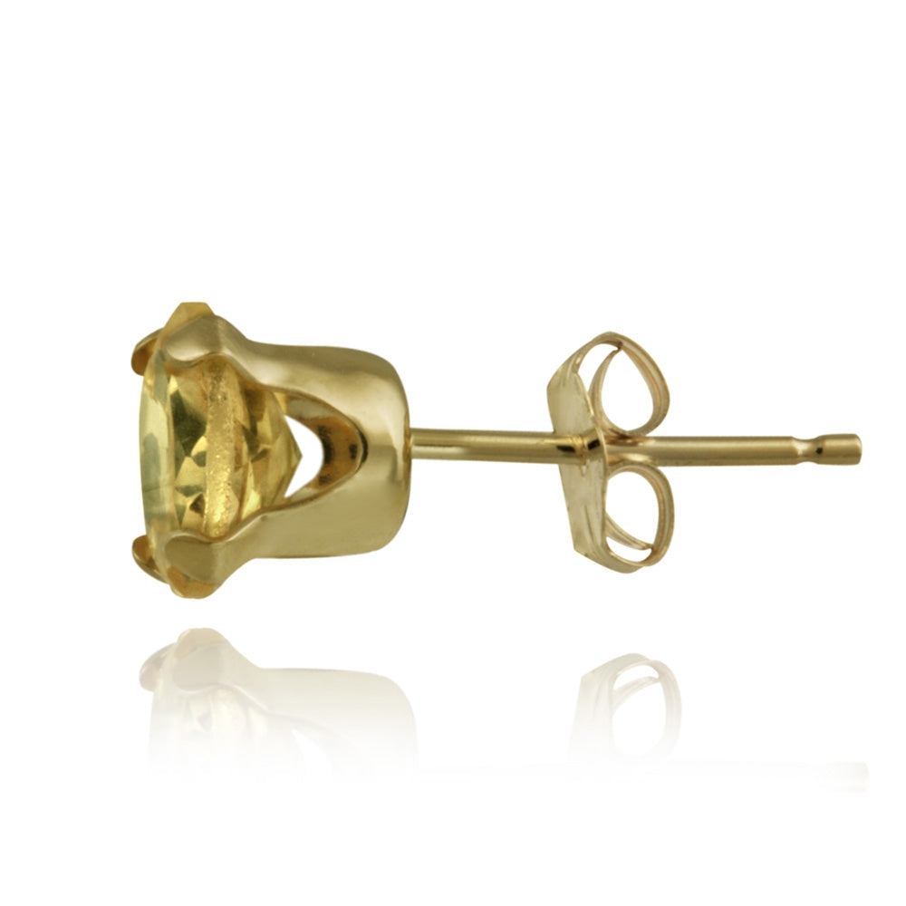 18K Gold over Sterling Silver 1.5ct Citrine Stud Earrings, 6mm-2
