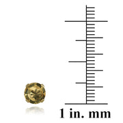 18K Gold over Sterling Silver 1.5ct Citrine Stud Earrings, 6mm