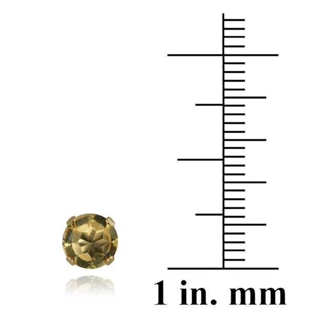 18K Gold over Sterling Silver 1.5ct Citrine Stud Earrings, 6mm