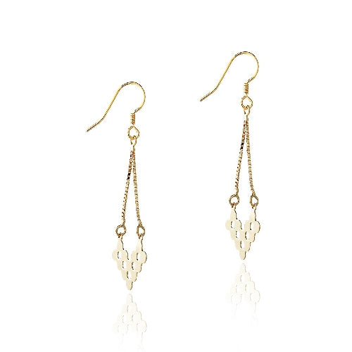 18K Gold over Sterling Silver V Shape Cut-Out Chandelier Earrings-2