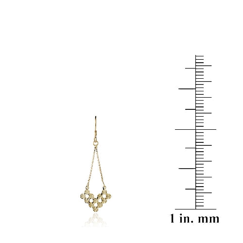 18K Gold over Sterling Silver V Shape Cut-Out Chandelier Earrings-3