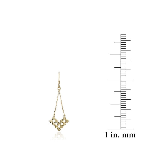 18K Gold over Sterling Silver V Shape Cut-Out Chandelier Earrings