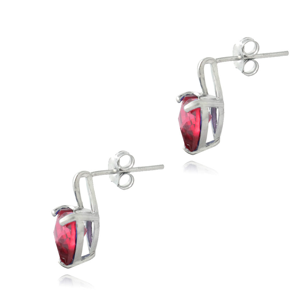 18K Gold over Sterling Silver 2.5ct Created Ruby Briolette-Cut Heart Drop Earrings-2