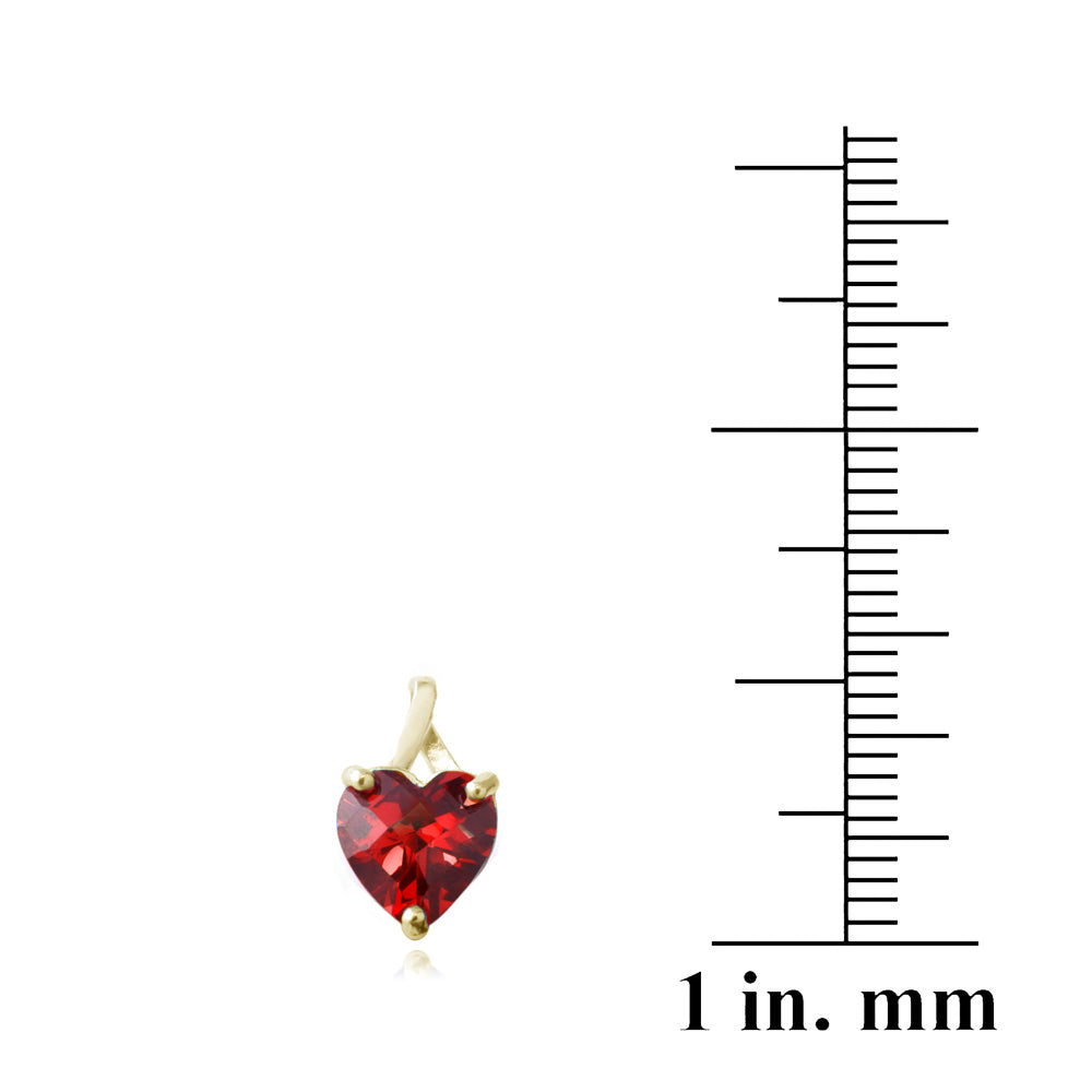 18K Gold over Sterling Silver 2.5ct Created Ruby Briolette-Cut Heart Drop Earrings-3