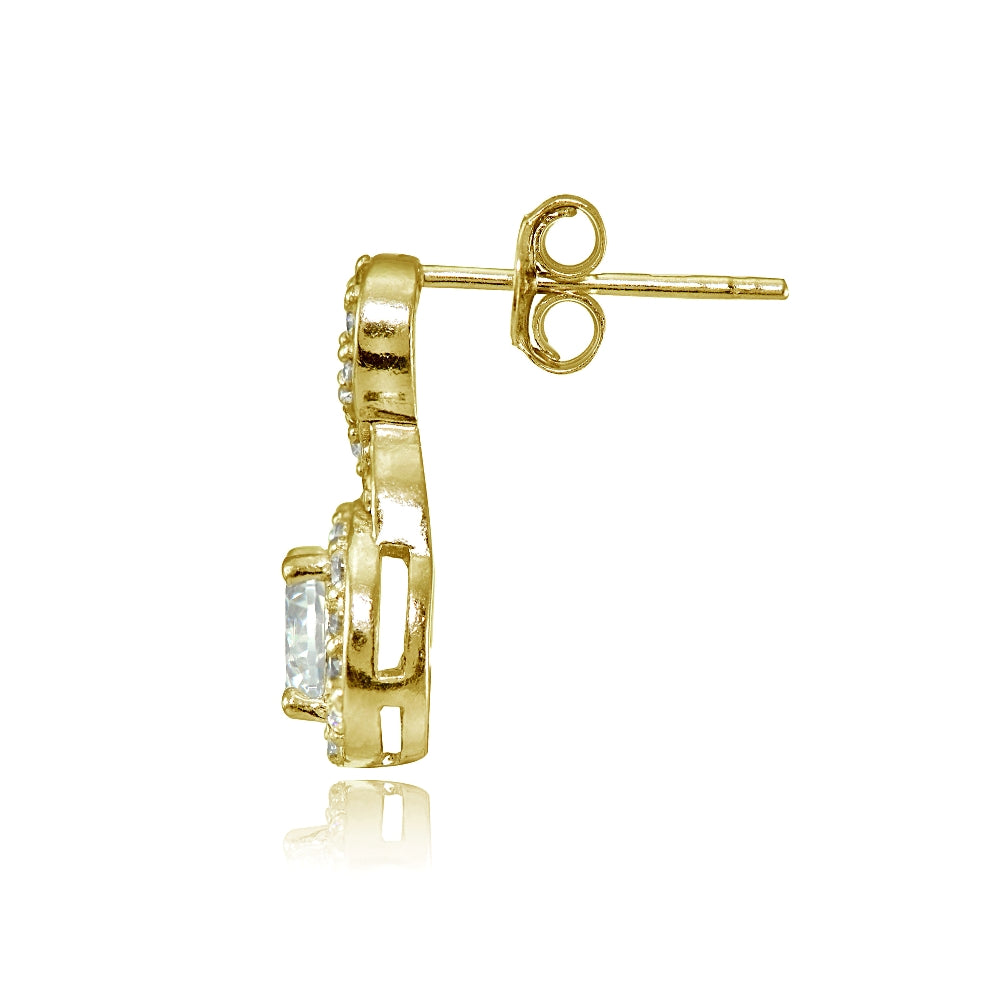 Yellow Gold Flashed Sterling Silver Cubic Zirconia Infinity Stud Earrings-2