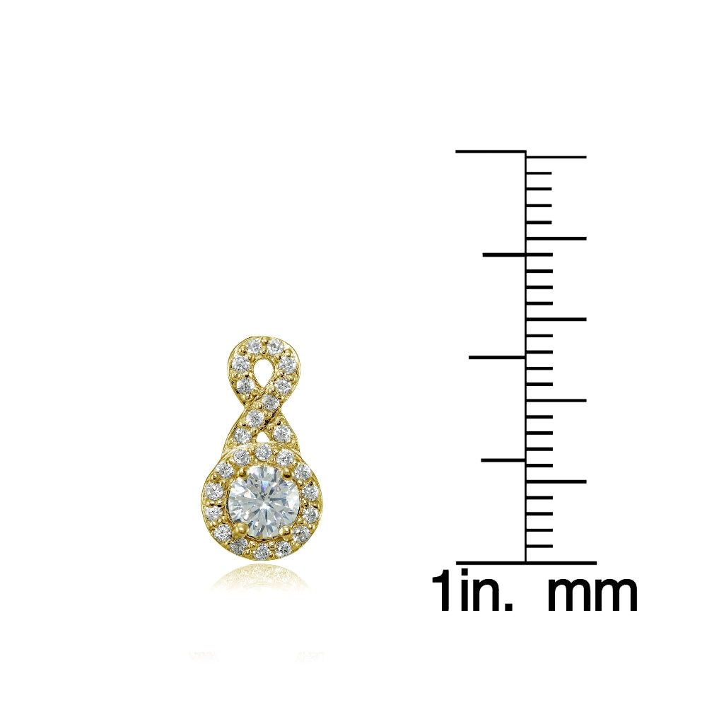 Yellow Gold Flashed Sterling Silver Cubic Zirconia Infinity Stud Earrings-3