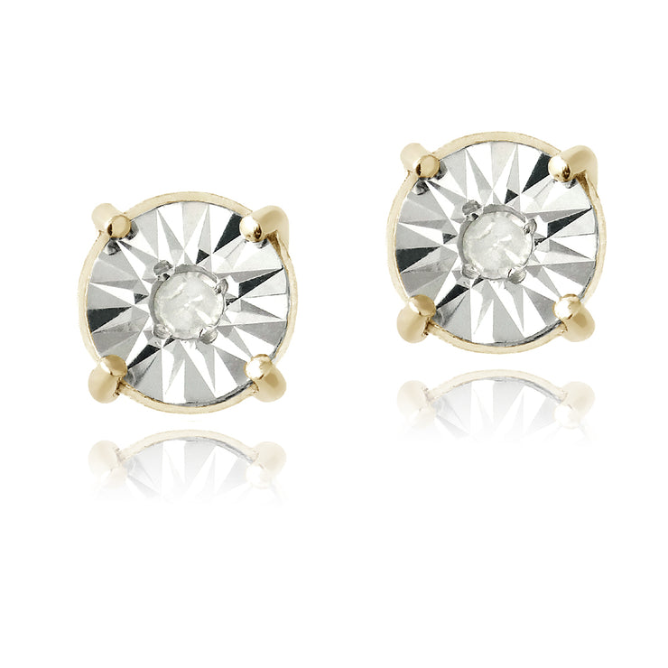 18K Gold over Sterling Silver 1/10 ct Diamond Illusion-Set Stud Earrings
