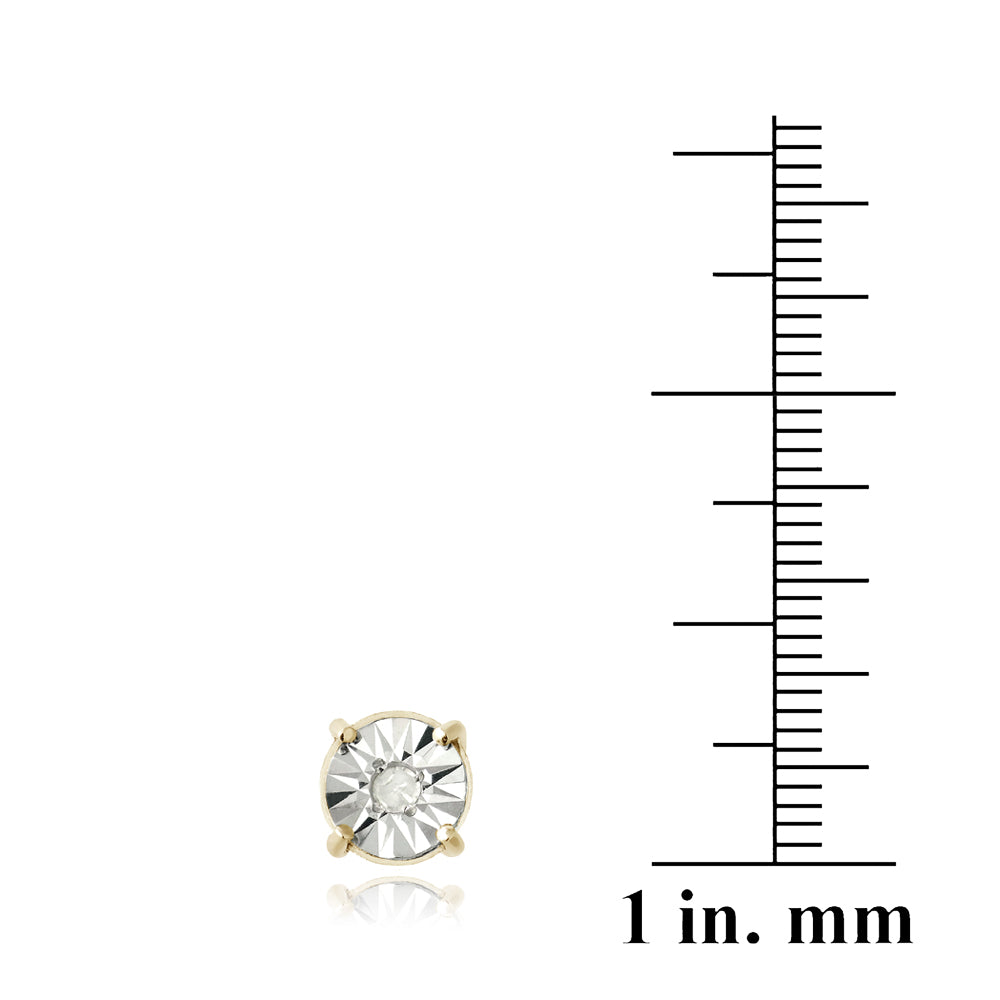 18K Gold over Sterling Silver 1/10 ct Diamond Illusion-Set Stud Earrings-3