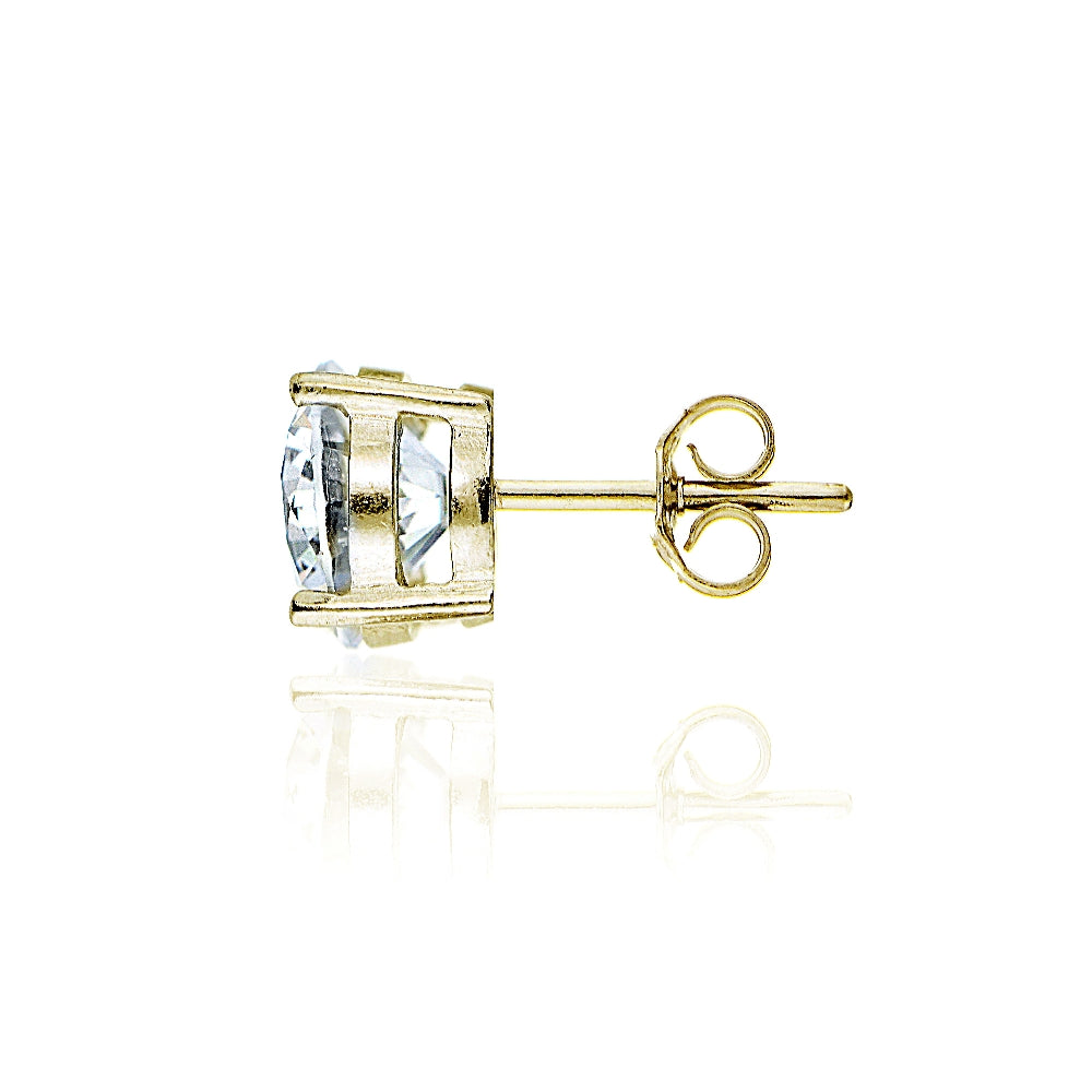 Yellow Gold Flashed Sterling Silver Round 8mm Solitaire Stud Earrings created with Swarovski Zirconia-3