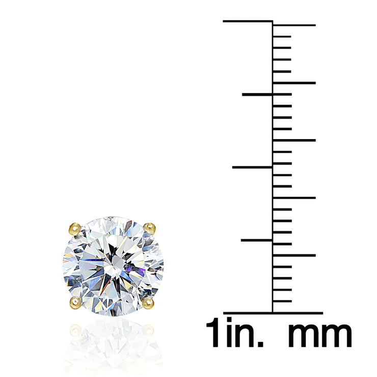 Yellow Gold Flashed Sterling Silver Round 8mm Solitaire Stud Earrings created with Swarovski Zirconia