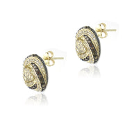 Gold Tone over Sterling Silver 2/5 ct Champagne Diamond & White Topaz Love Knot Stud Earrings