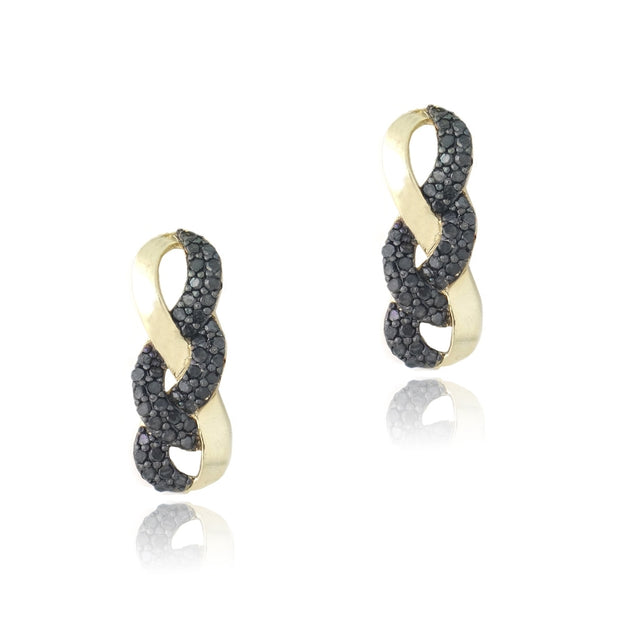Gold Tone over Sterling Silver 3/4ct Black Diamond Infinity Drop Earrings