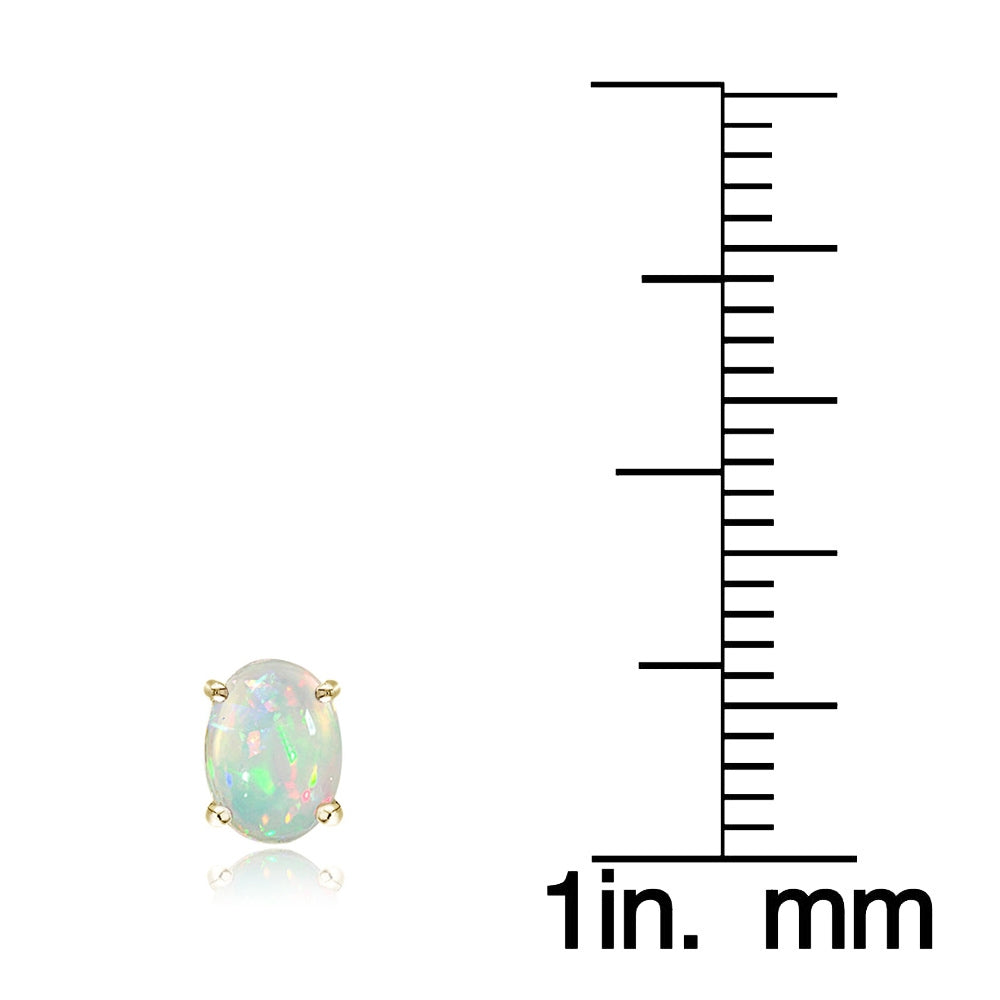 Gold Tone over Sterling Silver 1.50ct Ethiopian Opal  8x6 Oval Stud Earrings-2