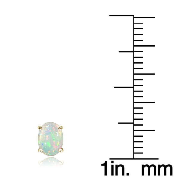 Gold Tone over Sterling Silver 1.50ct Ethiopian Opal  8x6 Oval Stud Earrings