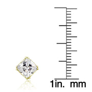 18K Gold over Sterling Silver 2.5ct CZ Diamond-Shape Stud Earrings