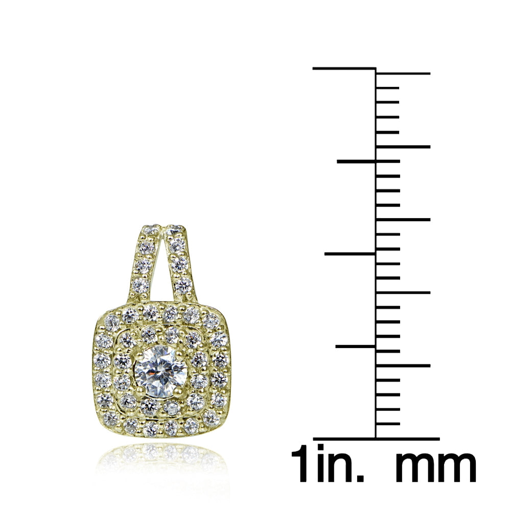 18K Gold over Sterling Silver Cubic Zirconia Square Leverback Earrings-3
