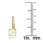 Gold Tone over Sterling Silver 1.1ct Ethiopian Opal 6mm Round Leverback Earrings