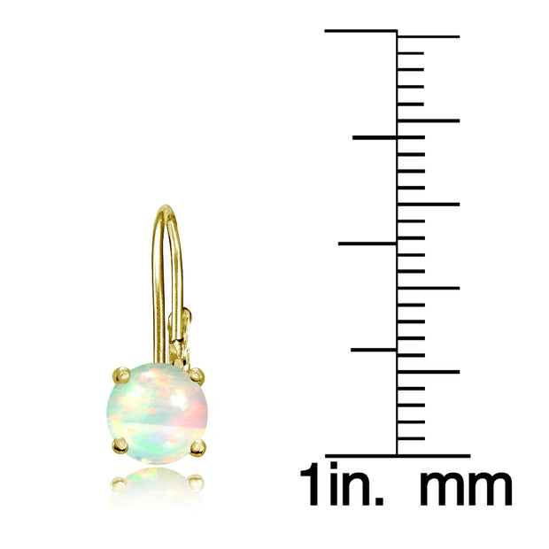 Gold Tone over Sterling Silver 1.1ct Ethiopian Opal 6mm Round Leverback Earrings