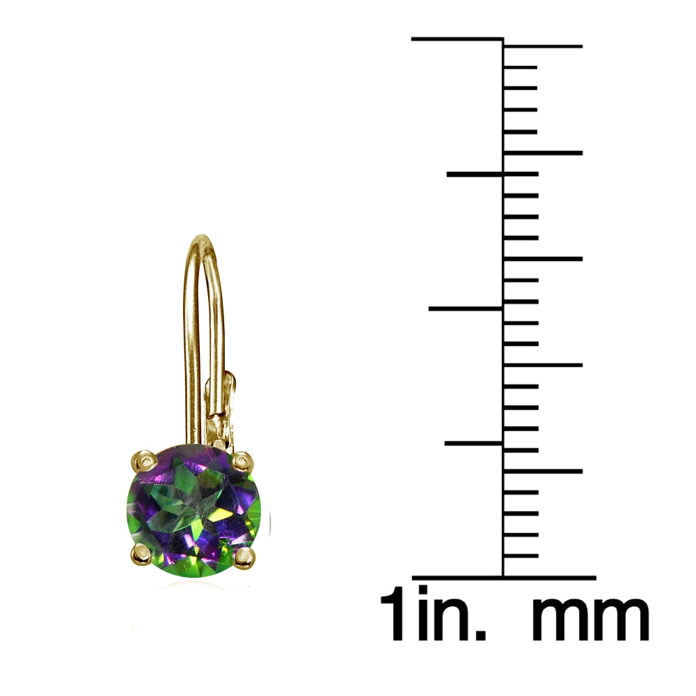 Yellow Gold Flashed Sterling Silver Green Mystic Topaz 6mm Round Leverback Earrings-3