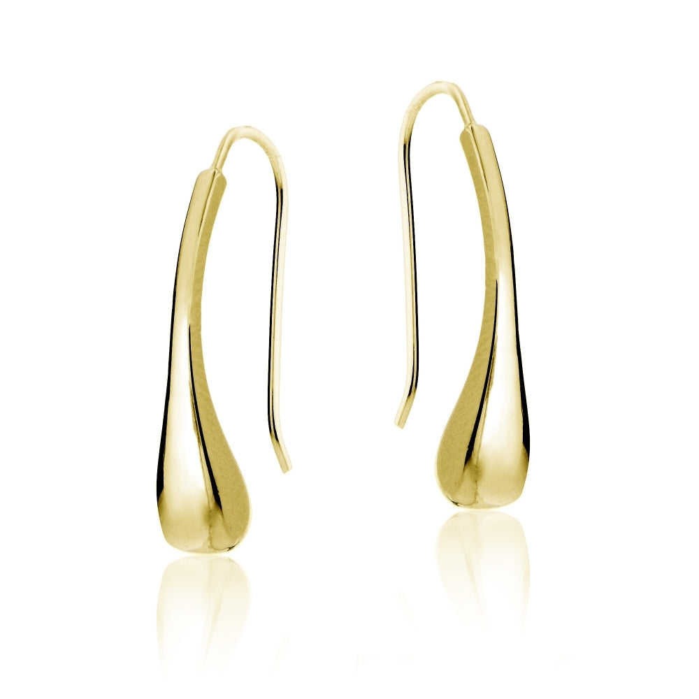 Gold Tone over Sterling Silver Teardrop Polished Hook Earrings